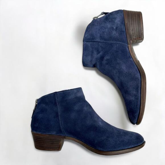 Lucky Brand Bremma Bright Blue Suede Genuine Leather Western Boots Booties 8.5M - Picture 5 of 9